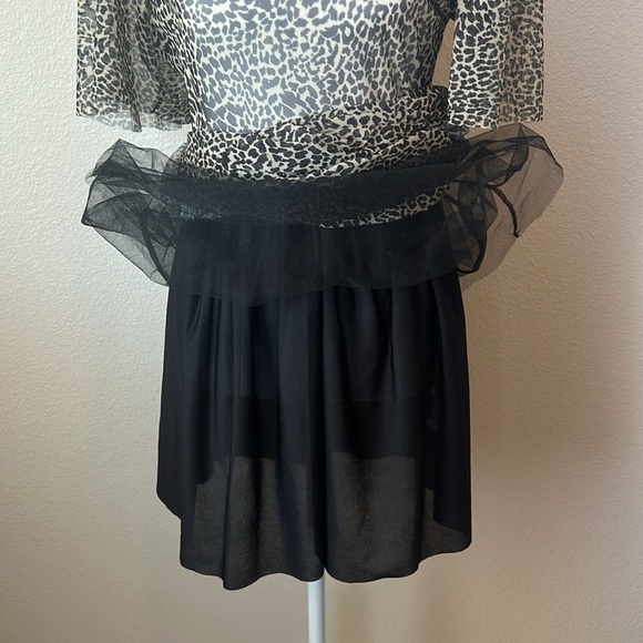 Zara leopard print tiered mini dress sheer bodice, short sleeves round neckline - Picture 7 of 11